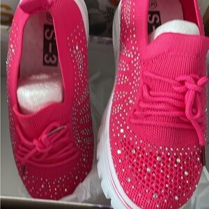 Pink Bedazzled Sneakers Girl's Size 5